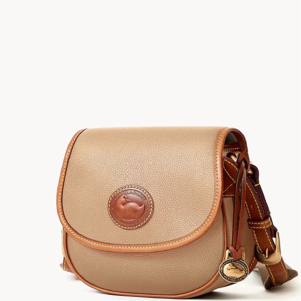 Dooney & Bourke Beige and Tan Pebbled Leather Crossbody Bag
